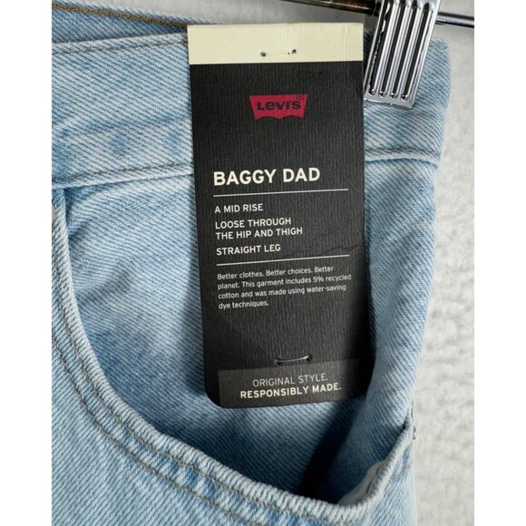 Levis baggy dad jeans light wash 90s retro relaxed retro boho sz 28 - Picture 3 of 11